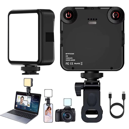 LED Clip Video Light Portable Photography On-Camera 3000K-6000K Bi-Color Lighting Cold Shoe for DSLR Camera Camcorder Gopro Vlog