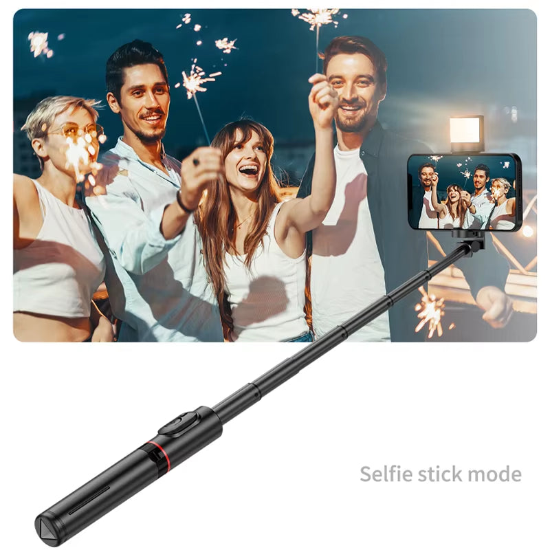 NEW Portable Wireless Bluetooth Phone Telescopic Selfie Stick Tripod with Fill Light for Huawei Iphone 13 Android Xiaomi