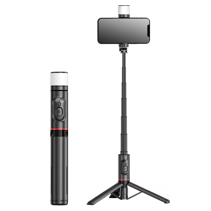 NEW Portable Wireless Bluetooth Phone Telescopic Selfie Stick Tripod with Fill Light for Huawei Iphone 13 Android Xiaomi