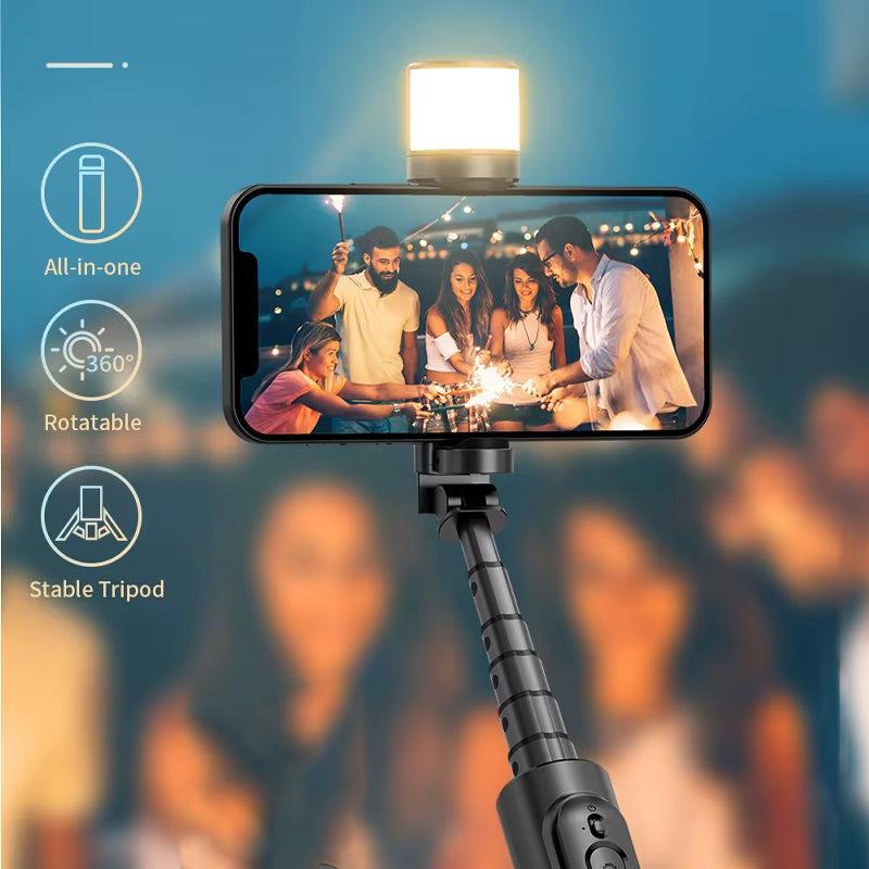NEW Portable Wireless Bluetooth Phone Telescopic Selfie Stick Tripod with Fill Light for Huawei Iphone 13 Android Xiaomi